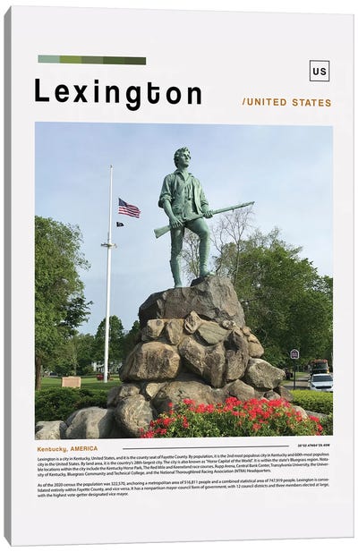 Lexington Poster Landscape Canvas Art Print - Kentucky Art