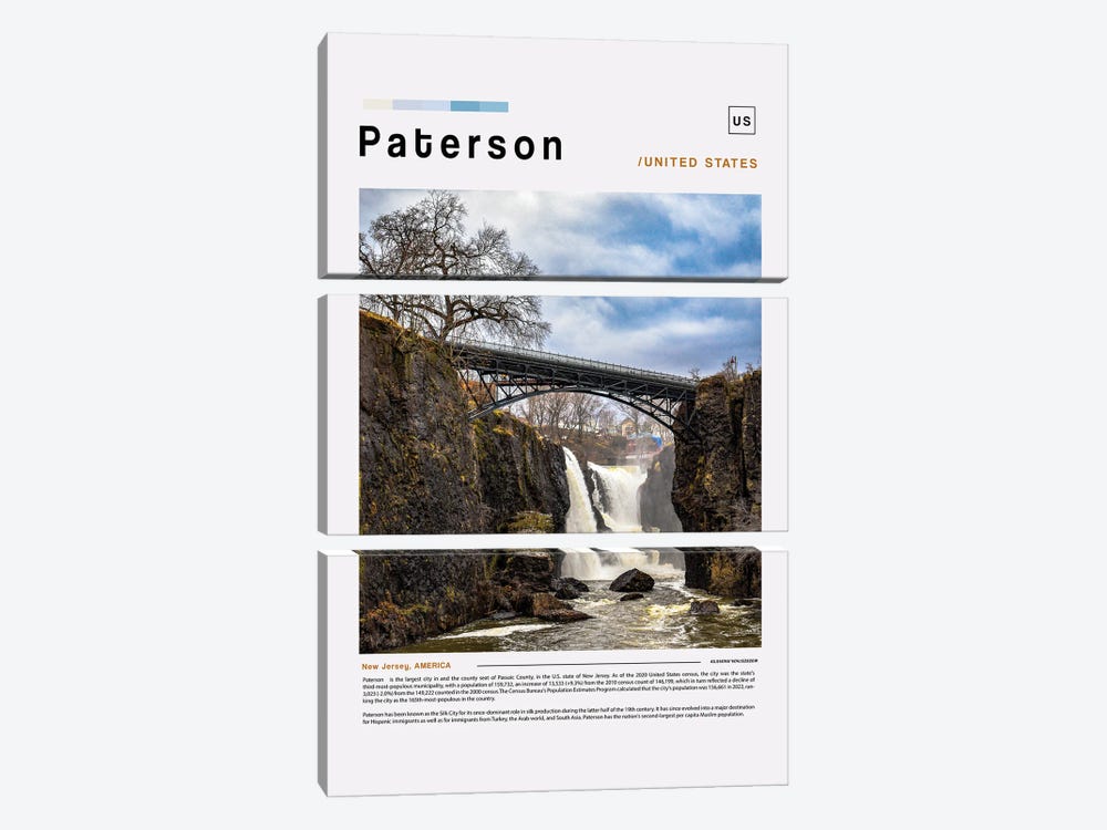 Paterson Poster Landscape by Paul Rommer 3-piece Canvas Print