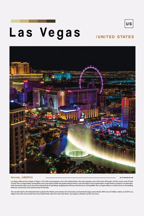 Las Vegas Poster Landscape by Paul Rommer wall art