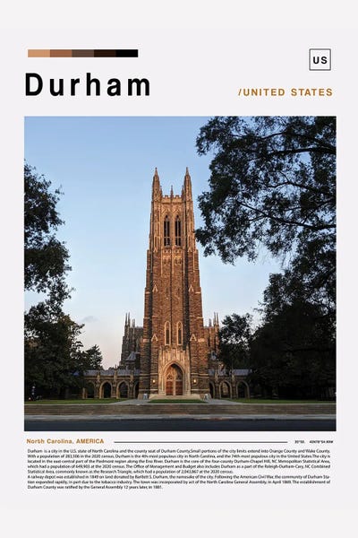 North Carolina: Durham Poster Landscape by Paul Rommer