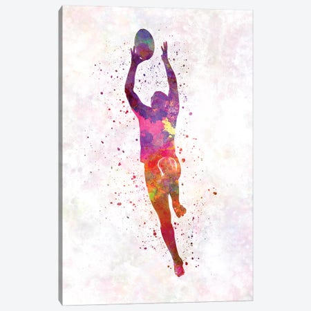 Rugby Man Player In Watercolor III Canvas Print #PUR616} by Paul Rommer Canvas Wall Art