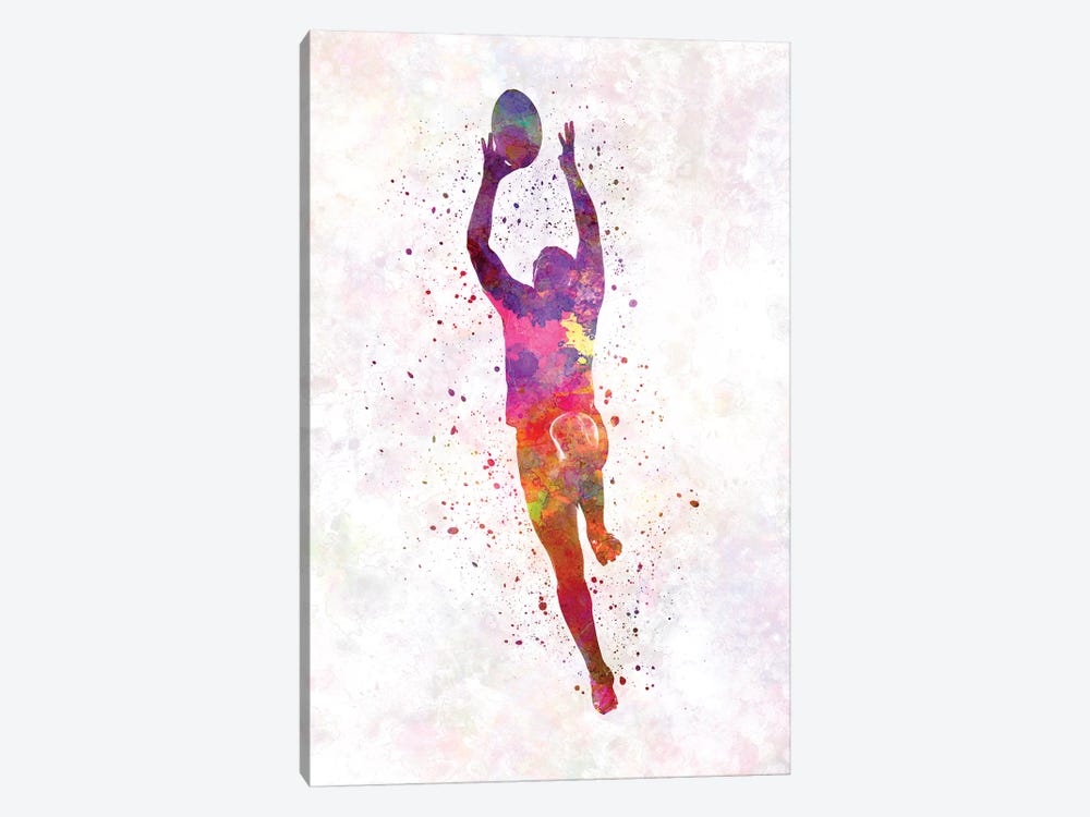 Rugby Man Player In Watercolor III by Paul Rommer 1-piece Canvas Art
