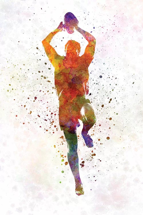 Rugby Man Player In Watercolor IV