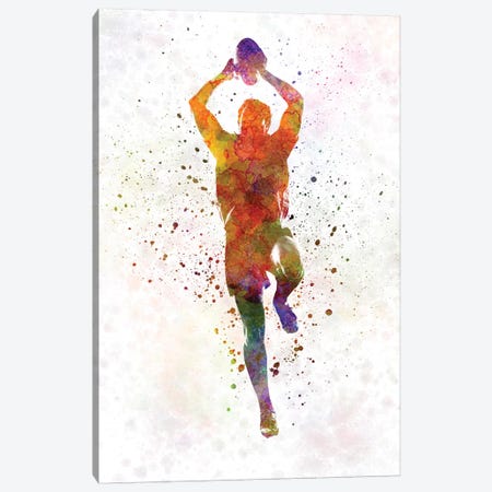Rugby Man Player In Watercolor IV Canvas Print #PUR617} by Paul Rommer Canvas Art