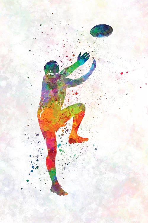 Rugby Man Player In Watercolor V