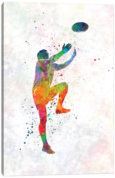 Rugby Man Player In Watercolor V Canvas Art Print
