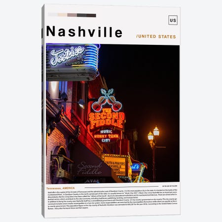 Nashville Poster Landscape Canvas Print #PUR6199} by Paul Rommer Canvas Print