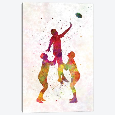 Rugby Men Players In Watercolor I Canvas Print #PUR619} by Paul Rommer Art Print