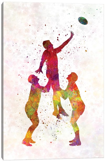 Rugby Men Players In Watercolor I Canvas Art Print
