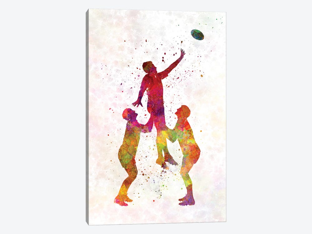 Rugby Men Players In Watercolor I by Paul Rommer 1-piece Canvas Art Print