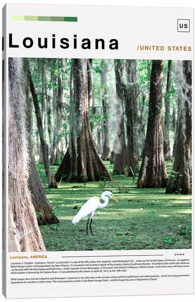 Louisiana Poster Landscape Canvas Art Print - Louisiana Art