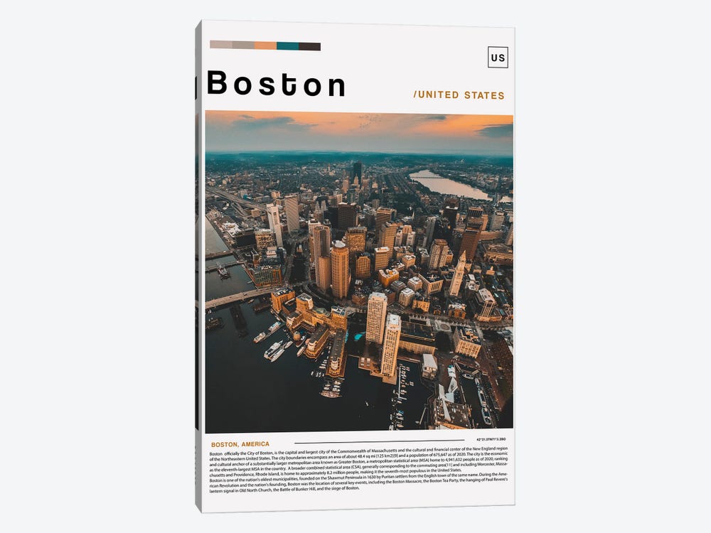 Boston Poster Landscape II by Paul Rommer 1-piece Canvas Art