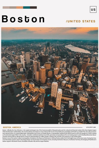 Massachusetts: Boston Poster Landscape II by Paul Rommer