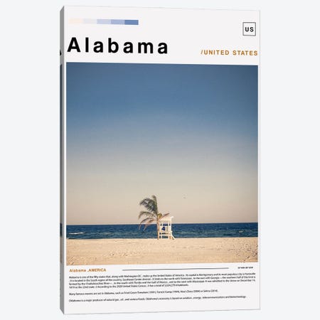 Alabama Poster Landscape Canvas Print #PUR6205} by Paul Rommer Canvas Artwork