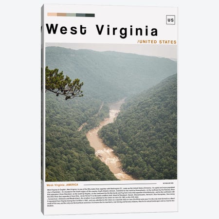West Virginia Poster Landscape Canvas Print #PUR6207} by Paul Rommer Canvas Wall Art