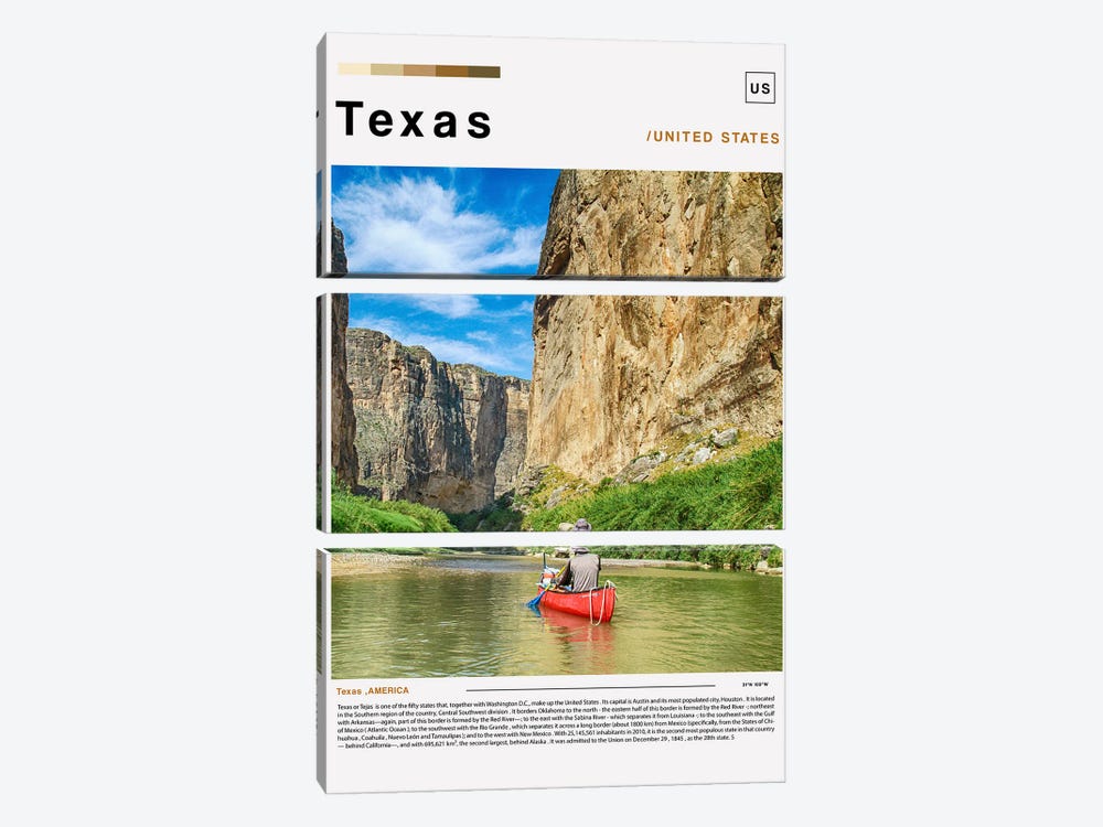 Texas II Poster Landscape by Paul Rommer 3-piece Canvas Wall Art