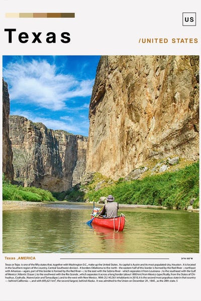 Canvas Print: Texas II Poster Landscape by Paul Rommer