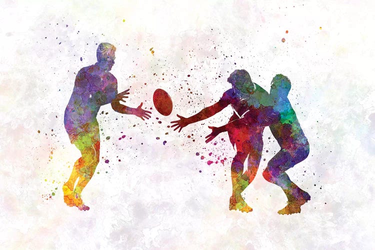 Rugby Men Players In Watercolor II