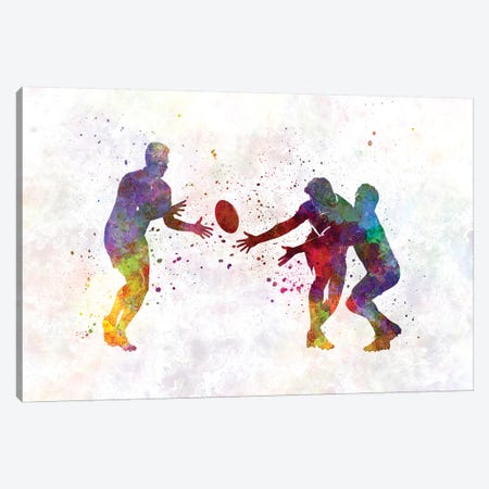 Rugby Men Players In Watercolor II Canvas Print #PUR620} by Paul Rommer Canvas Wall Art