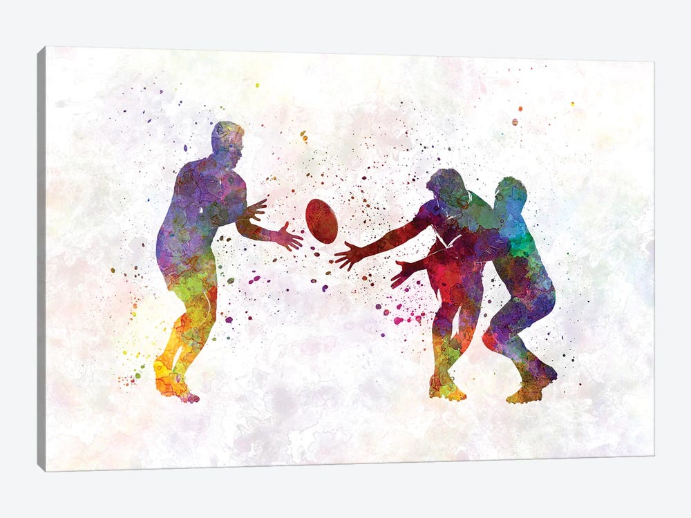 Rugby Men Players In Watercolor II by Paul Rommer 1-piece Art Print