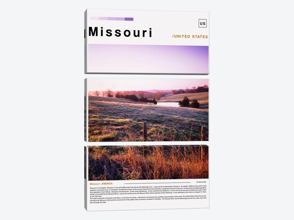Missouri Poster Landscape by Paul Rommer 3-piece Canvas Art