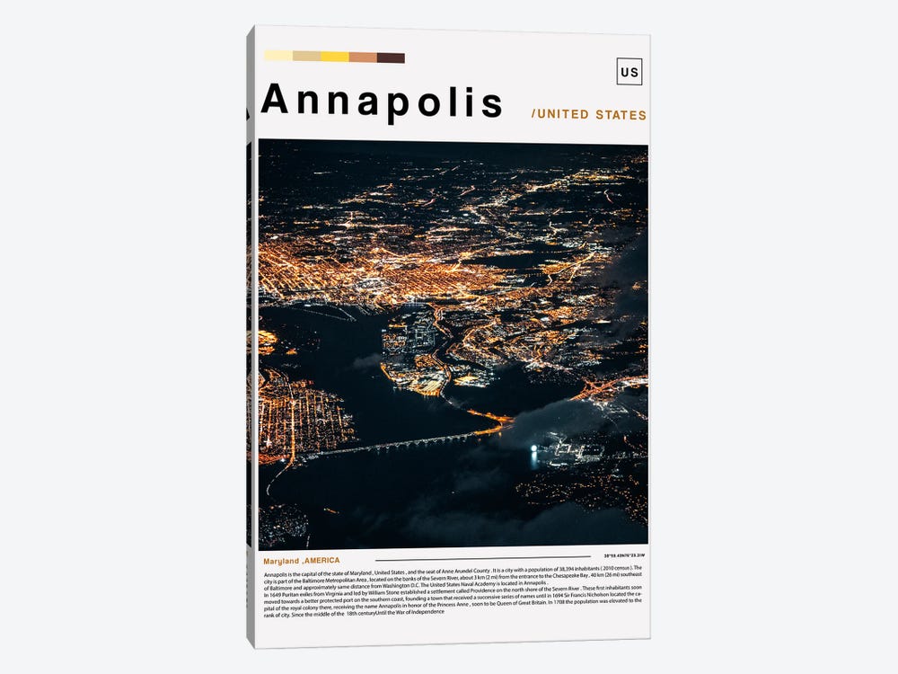 Annapolis Poster Landscape by Paul Rommer 1-piece Canvas Art Print