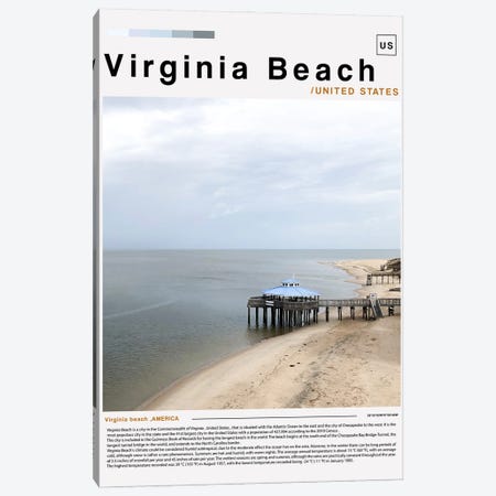 Virginia Beach Poster Landscape Canvas Print #PUR6212} by Paul Rommer Canvas Wall Art