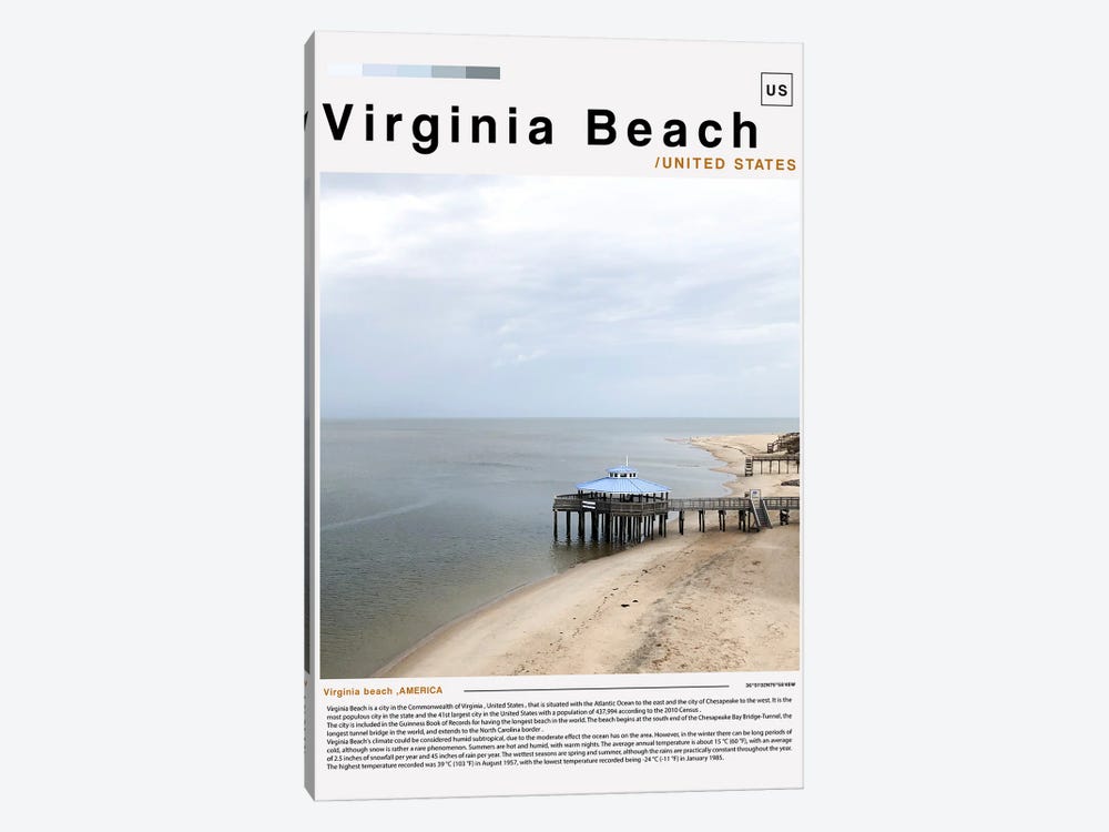 Virginia Beach Poster Landscape by Paul Rommer 1-piece Canvas Wall Art