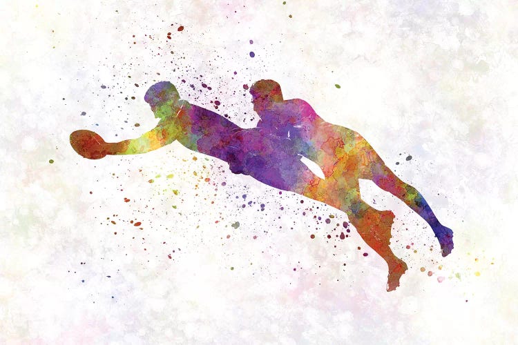 Rugby Men Players In Watercolor III