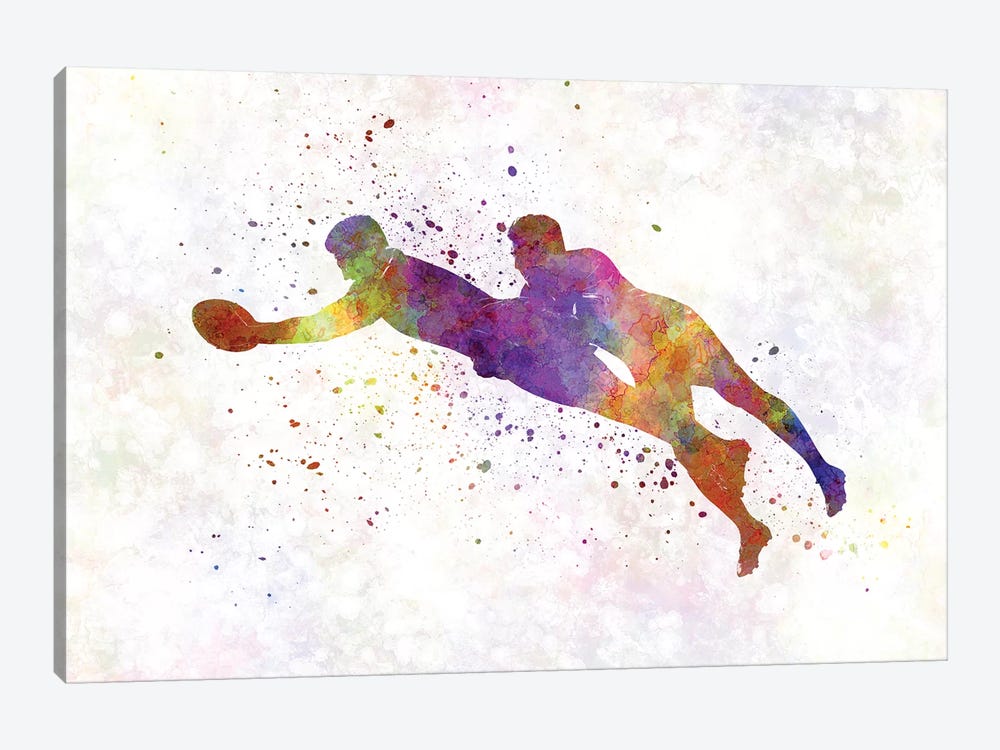 Rugby Men Players In Watercolor III by Paul Rommer 1-piece Canvas Artwork