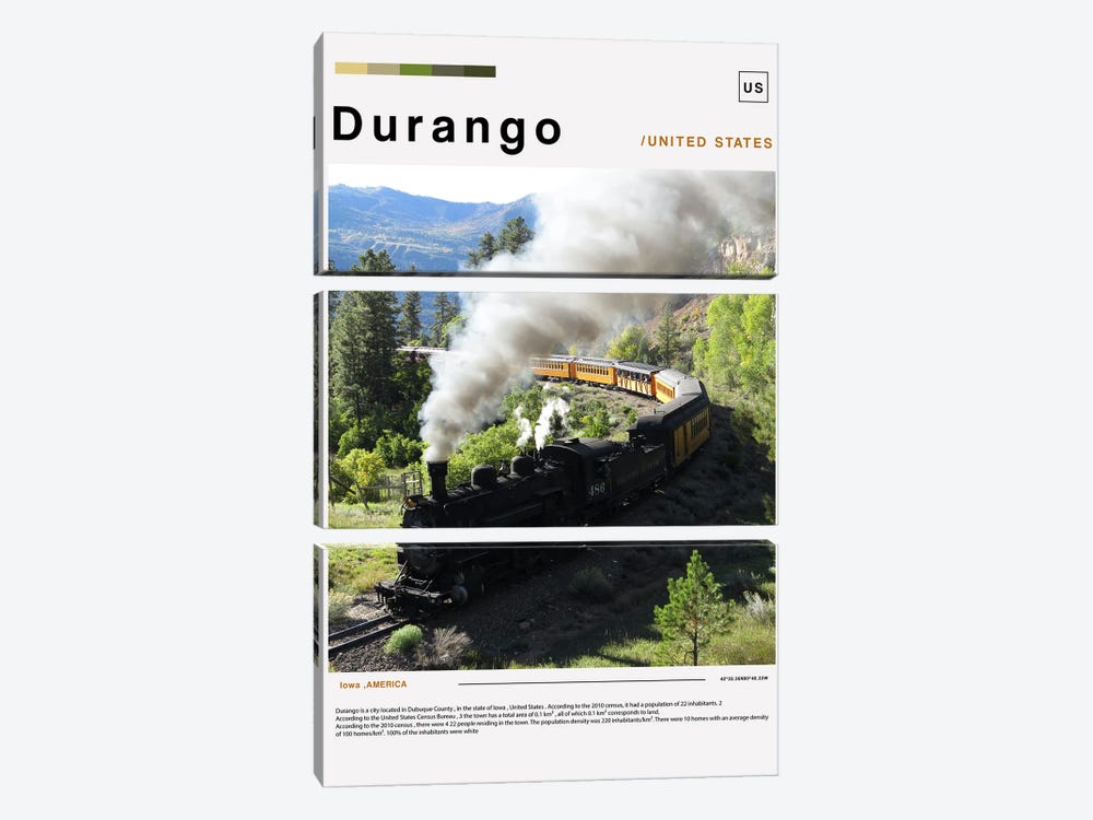 Durango Poster Landscape by Paul Rommer 3-piece Canvas Artwork