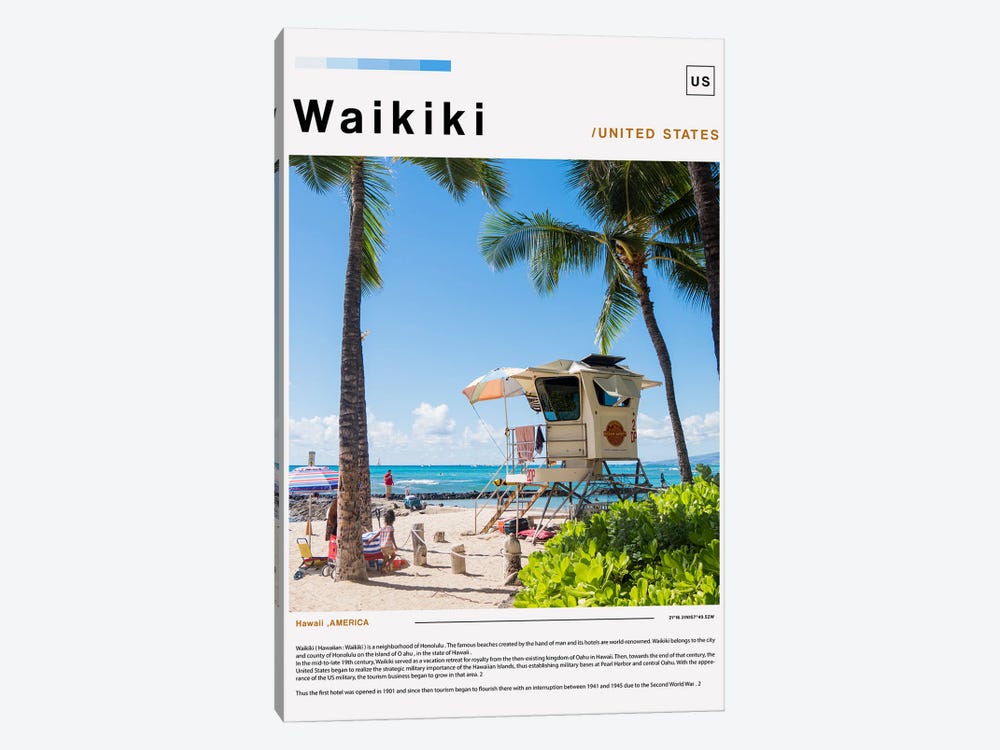 Waikiki Poster Landscape by Paul Rommer 1-piece Canvas Print
