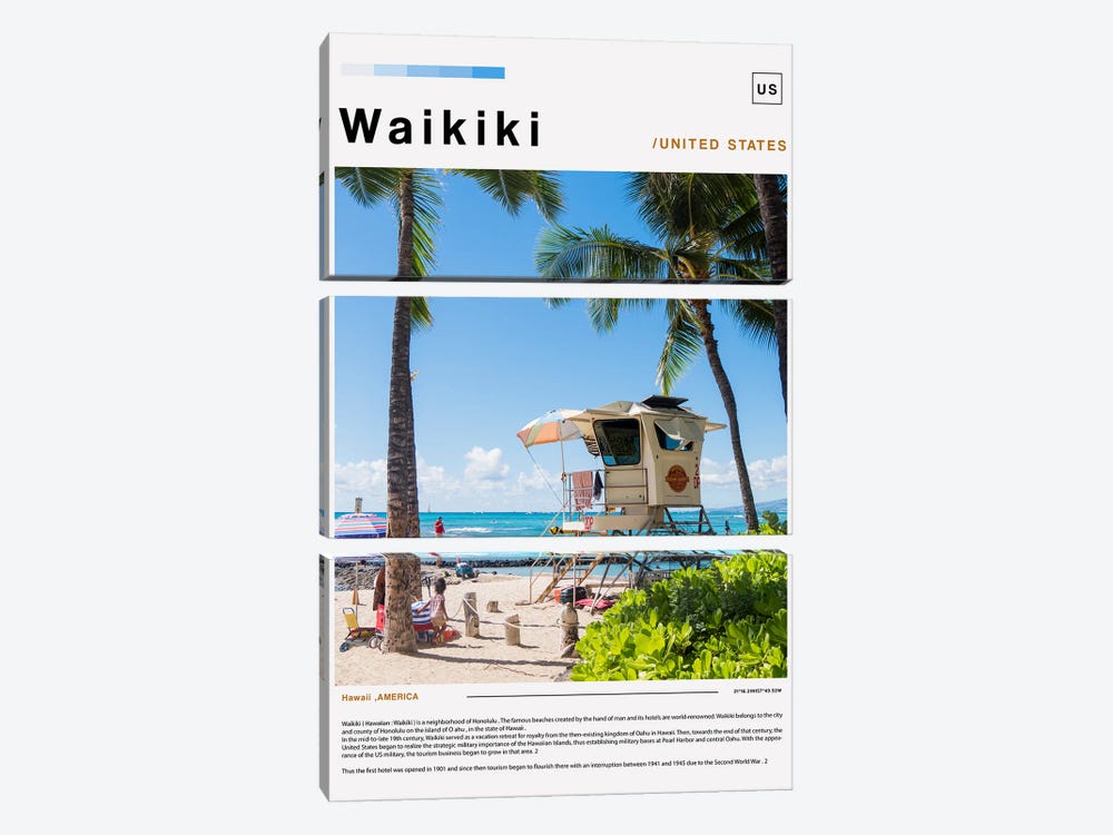 Waikiki Poster Landscape by Paul Rommer 3-piece Art Print