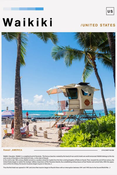 Honolulu: Waikiki Poster Landscape by Paul Rommer