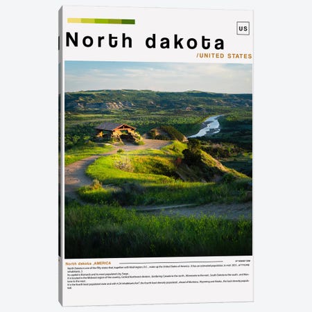 North Dakota Poster Landscape Canvas Print #PUR6223} by Paul Rommer Art Print