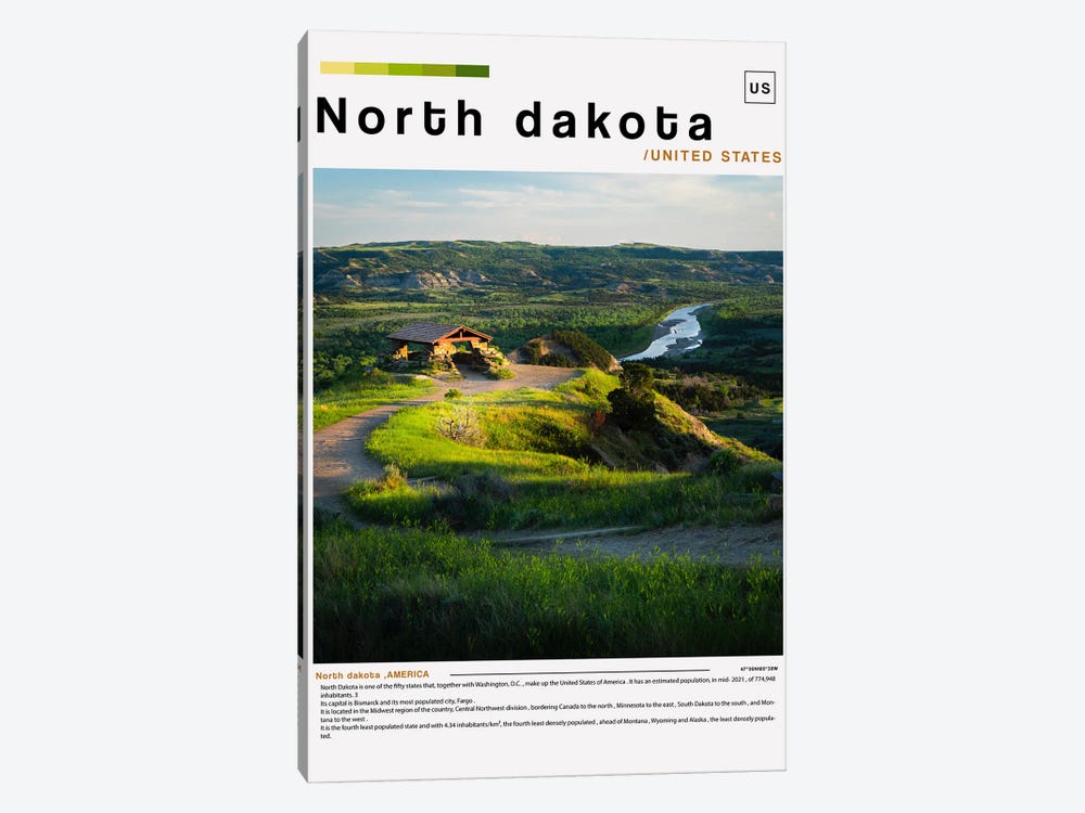 North Dakota Poster Landscape by Paul Rommer 1-piece Canvas Artwork