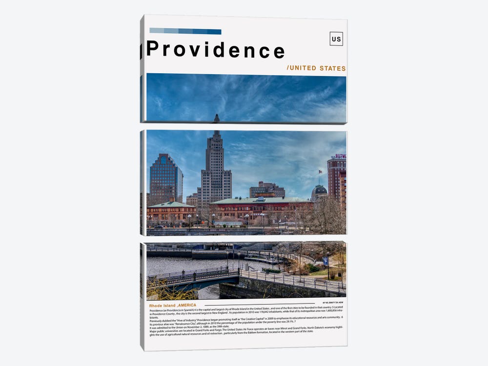 Providence Poster Landscape by Paul Rommer 3-piece Canvas Print