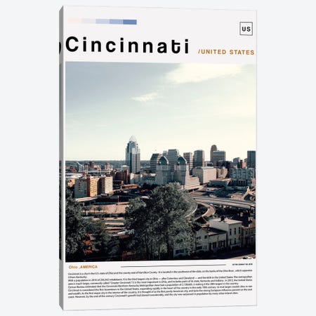 Cincinnati Poster Landscape Canvas Print #PUR6225} by Paul Rommer Canvas Art