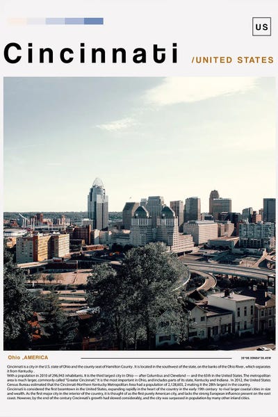Cincinnati: Cincinnati Poster Landscape by Paul Rommer