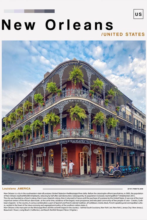 New Orleans Poster Landscape by Paul Rommer wall art