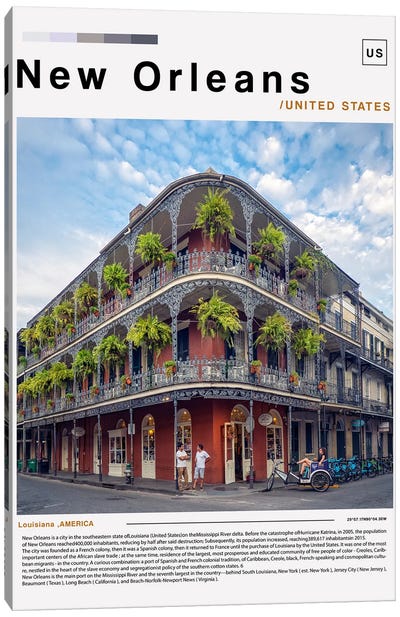 New Orleans Poster Landscape Canvas Art Print - New Orleans Travel Posters