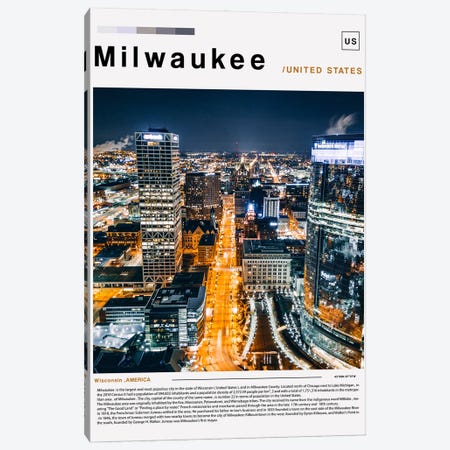 Milwaukee Poster Landscape Canvas Print #PUR6227} by Paul Rommer Canvas Artwork