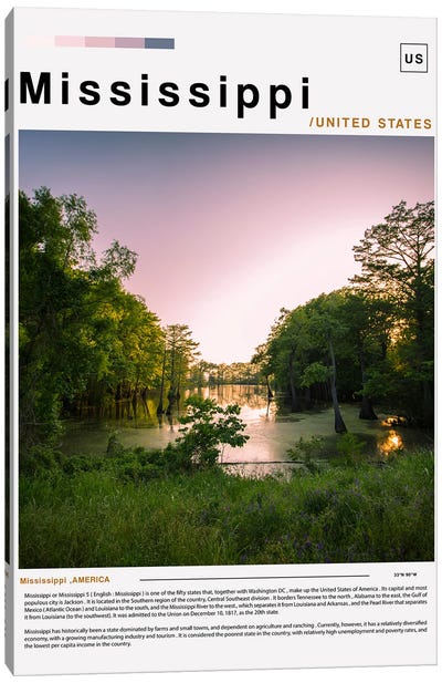 Mississippi Poster Landscape Canvas Art Print - Marsh & Swamp Art