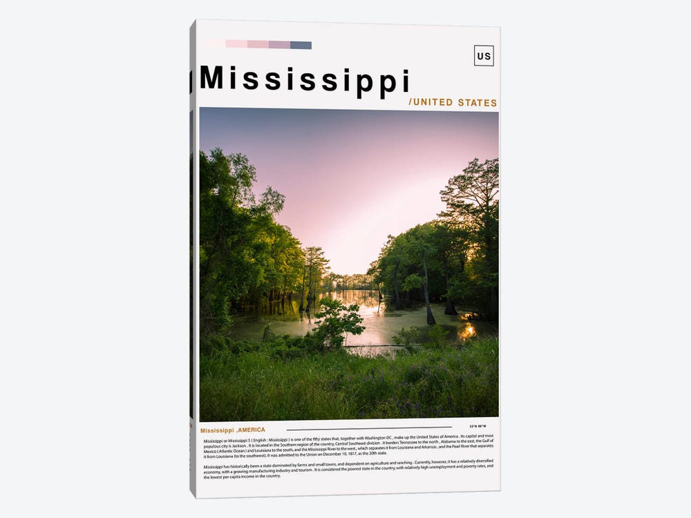 Mississippi Poster Landscape by Paul Rommer 1-piece Canvas Print