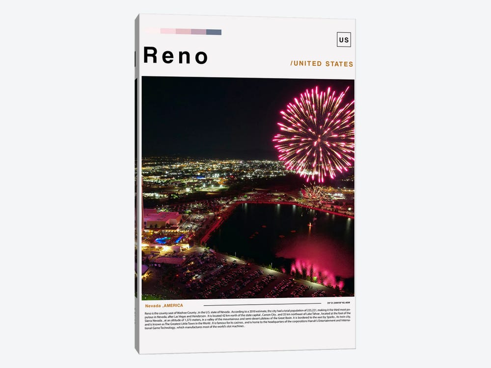 Reno Poster Landscape by Paul Rommer 1-piece Canvas Artwork