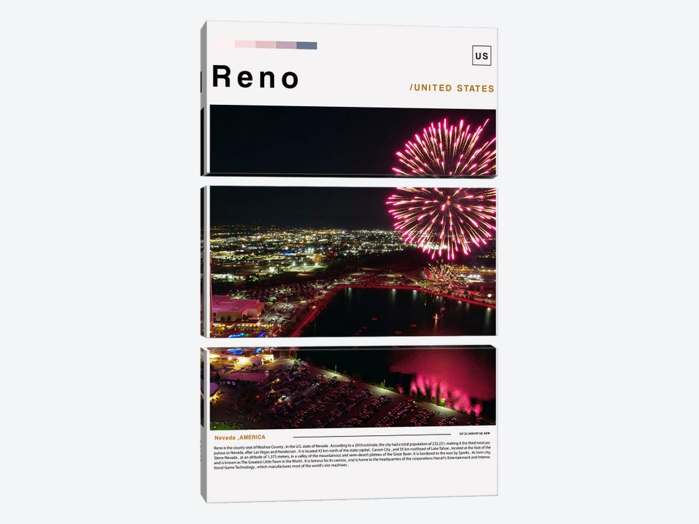 Reno Poster Landscape by Paul Rommer 3-piece Canvas Art
