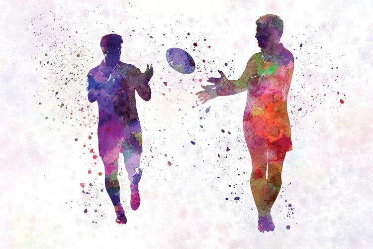 Rugby Men Players In Watercolor IV