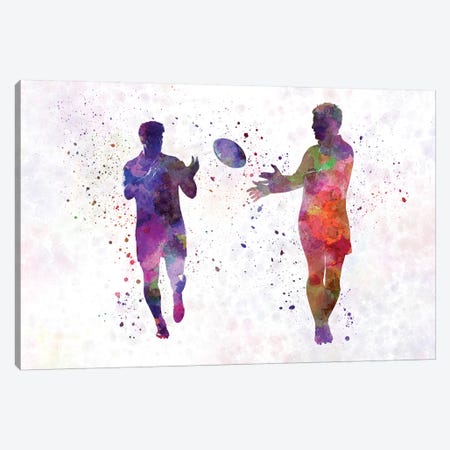 Rugby Men Players In Watercolor IV Canvas Print #PUR622} by Paul Rommer Canvas Artwork