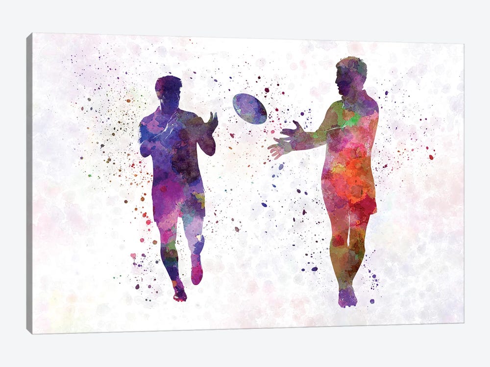 Rugby Men Players In Watercolor IV by Paul Rommer 1-piece Art Print
