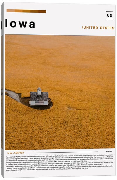 Iowa Poster Landscape Canvas Art Print - Iowa Art